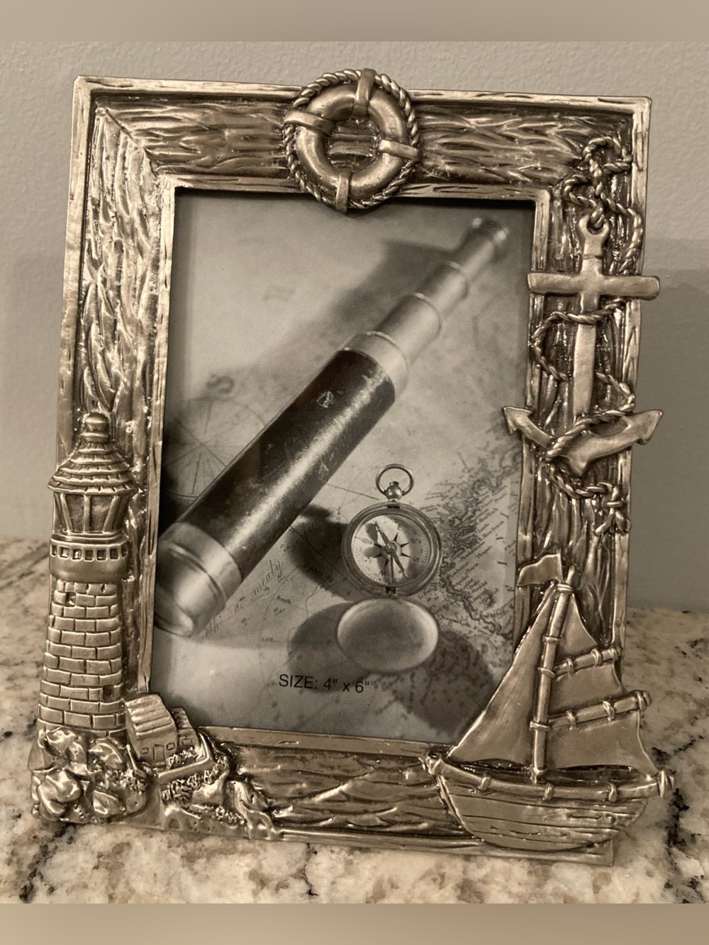HK Perfect Heavy Pewter Nautical Picture Frame